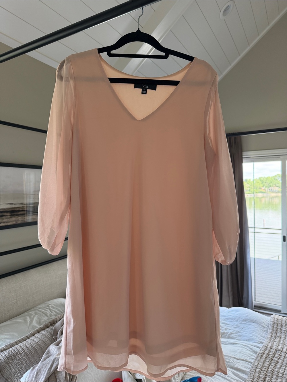 Lulu's Blush Pink V-Neck Chiffon Top